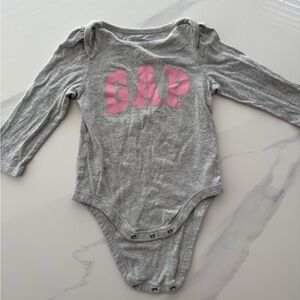 GAP Kids Gray Bodysuit with Pink Logo